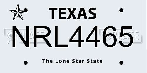 NRL4465 Texas License Plate