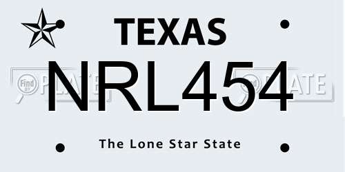 NRL454 Texas License Plate