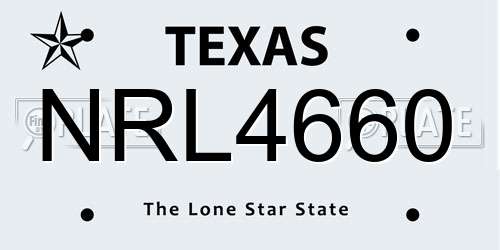 NRL4660 Texas License Plate
