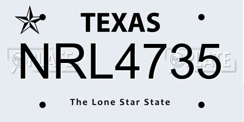 NRL4735 Texas License Plate