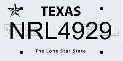 NRL4929 Texas License Plate