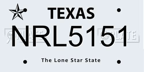 NRL5151 Texas License Plate
