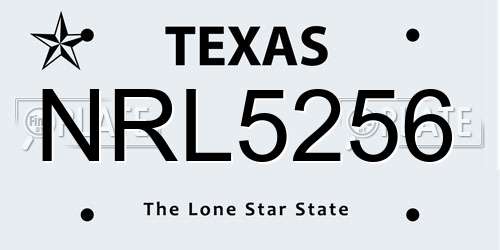 NRL5256 Texas License Plate