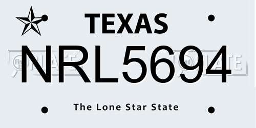 NRL5694 Texas License Plate