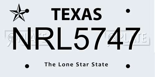 NRL5747 Texas License Plate