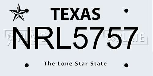 NRL5757 Texas License Plate
