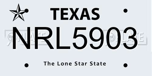 NRL5903 Texas License Plate