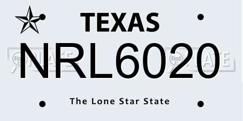 NRL6020 Texas License Plate