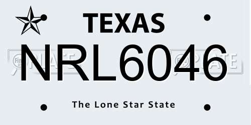 NRL6046 Texas License Plate