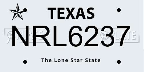 NRL6237 Texas License Plate