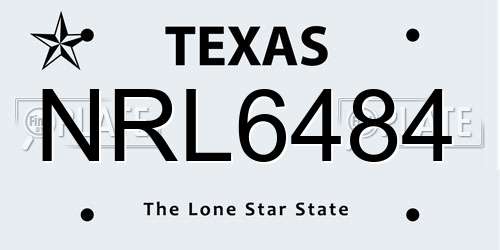 NRL6484 Texas License Plate