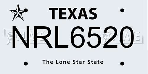 NRL6520 Texas License Plate