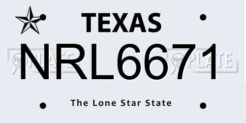 NRL6671 Texas License Plate