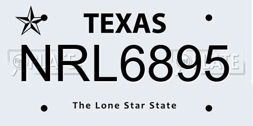 NRL6895 Texas License Plate