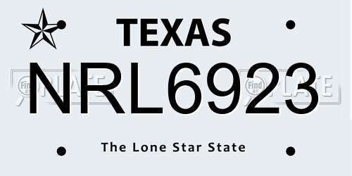 NRL6923 Texas License Plate