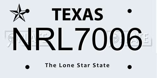 NRL7006 Texas License Plate