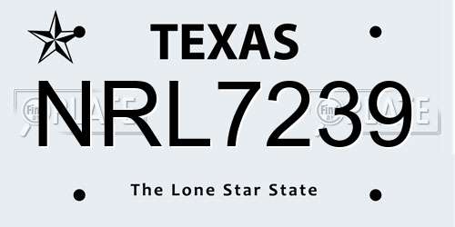 NRL7239 Texas License Plate