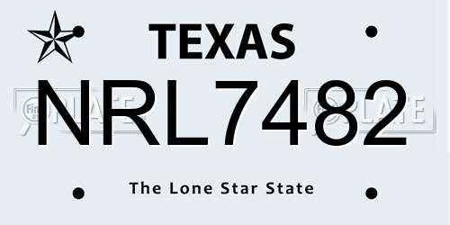NRL7482 Texas License Plate