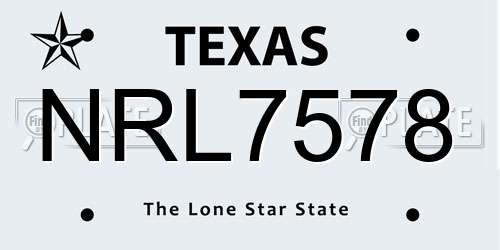 NRL7578 Texas License Plate