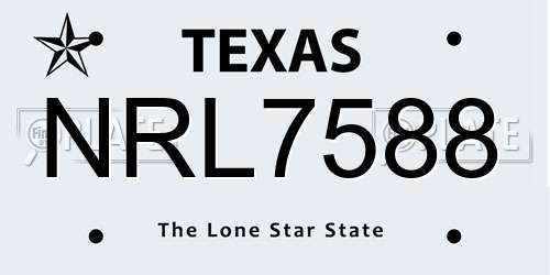 NRL7588 Texas License Plate