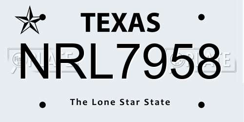 NRL7958 Texas License Plate