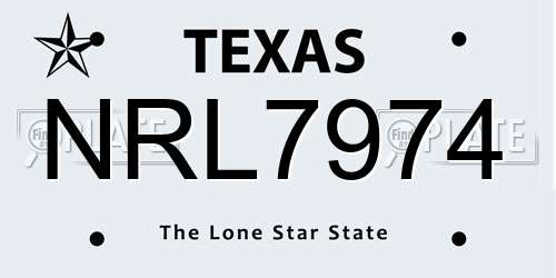 NRL7974 Texas License Plate