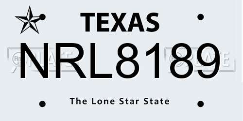 NRL8189 Texas License Plate