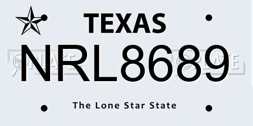 NRL8689 Texas License Plate