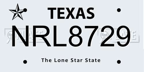 NRL8729 Texas License Plate