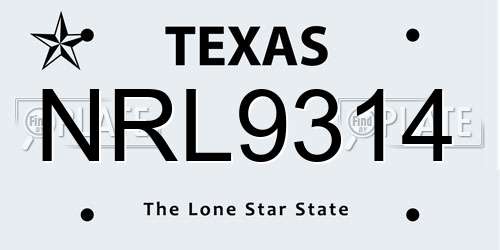 NRL9314 Texas License Plate