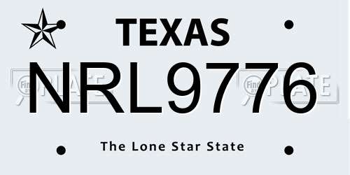 NRL9776 Texas License Plate