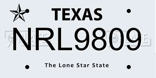 NRL9809 Texas License Plate