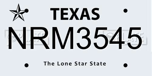 NRM3545 Texas License Plate