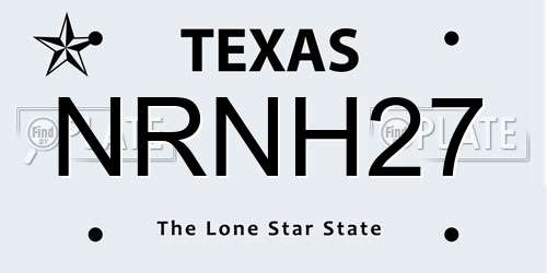 NRNH27 Texas License Plate
