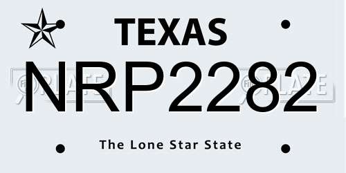 NRP2282 Texas License Plate