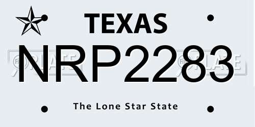 NRP2283 Texas License Plate