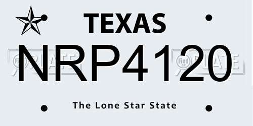 NRP4120 Texas License Plate