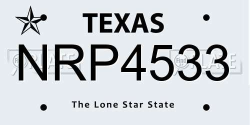 NRP4533 Texas License Plate