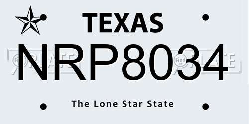 NRP8034 Texas License Plate