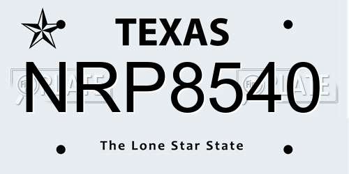 NRP8540 Texas License Plate