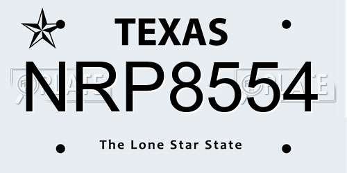 NRP8554 Texas License Plate