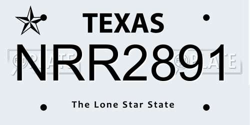 NRR2891 Texas License Plate