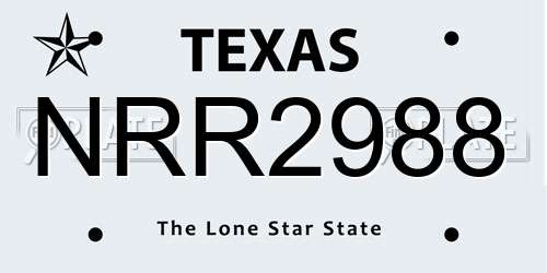 NRR2988 Texas License Plate