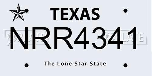 NRR4341 Texas License Plate