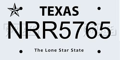 NRR5765 Texas License Plate