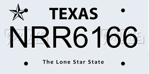NRR6166 Texas License Plate