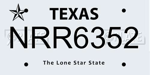 NRR6352 Texas License Plate