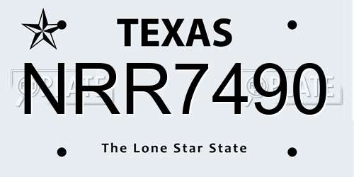 NRR7490 Texas License Plate