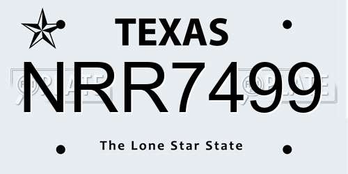 NRR7499 Texas License Plate