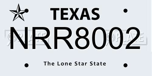 NRR8002 Texas License Plate